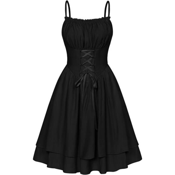 Dresses & Skirts - Renaissance Dress Chiffon Spaghetti Strap Black
